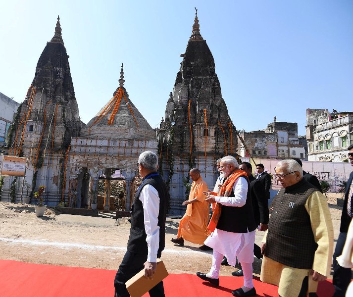 PM Modi lays foundation stone of approach road to Viswanath Temple