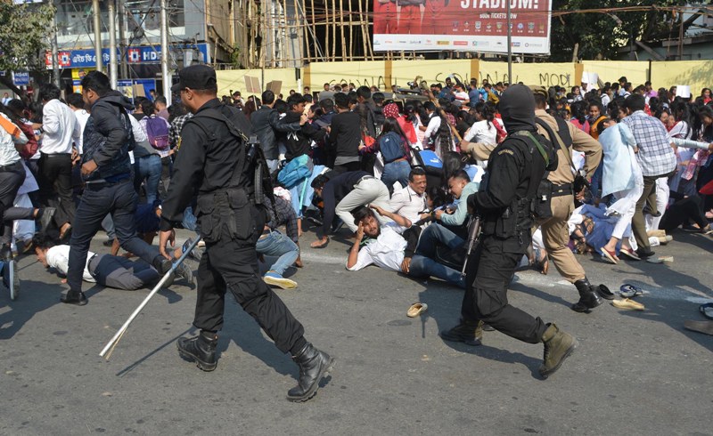 Students protesting against CAB in Guwahati 