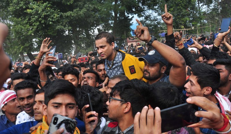 Assamese actress shouts slogans while protesting against CAB