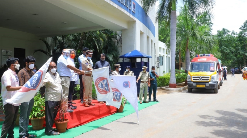 Cyberabad Police Commissioner VC Sajjanar flags off Ambulance Services