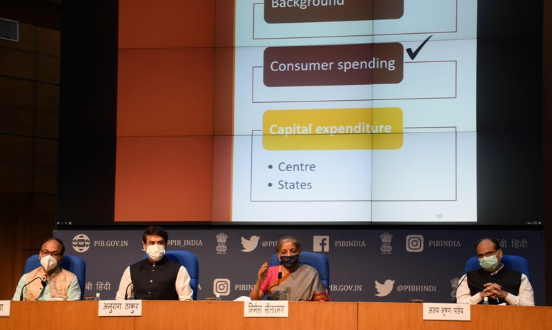 Finance Minister Nirmala Sitharaman addresses press conference