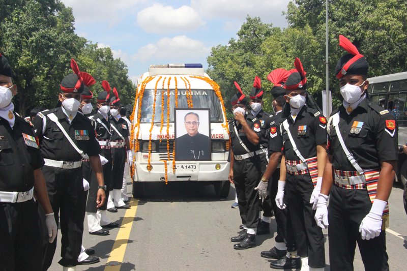 Mortal remains of Pranab Mukherjee at crematorium in New Delhi