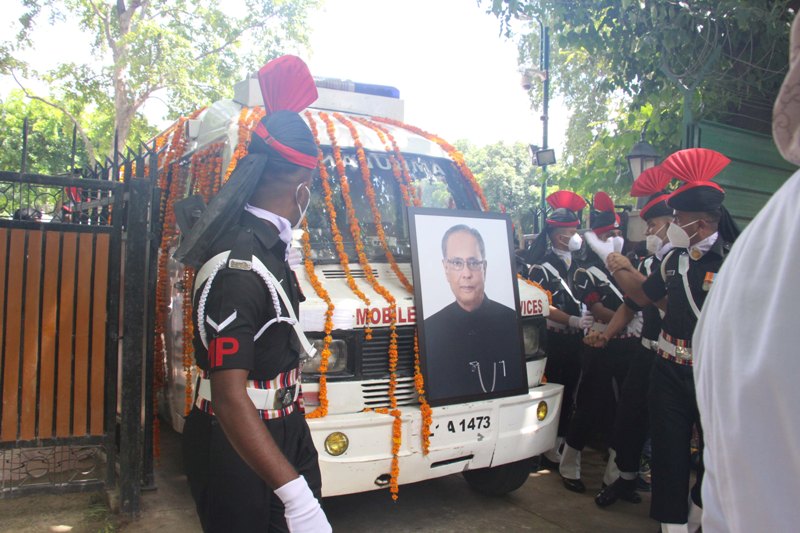 Mortal remains of Pranab Mukherjee at crematorium in New Delhi