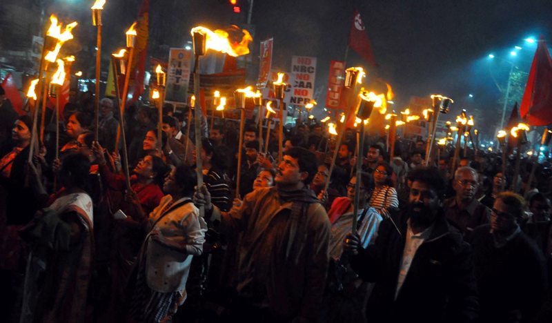 Trade unions take out torch rally against CAA-NRC-NPR in Kolkata