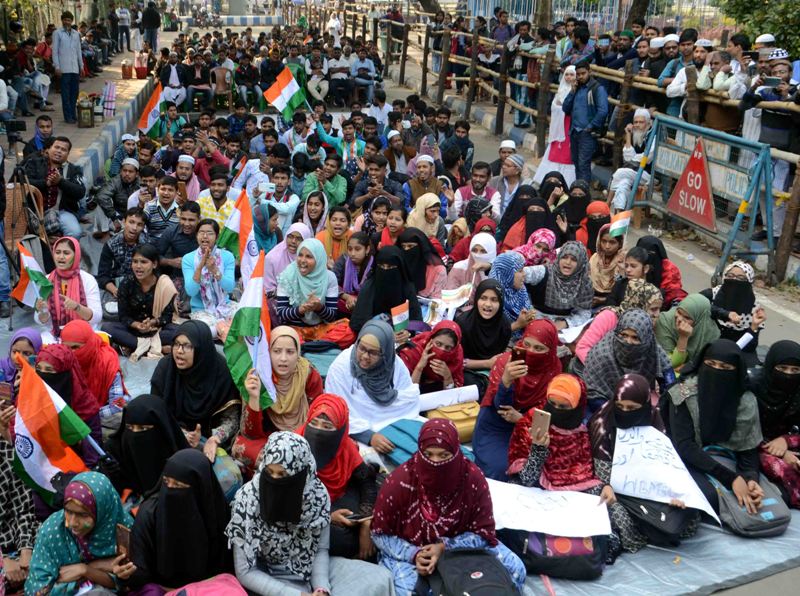 Students sit in dharna against NRC, CAA in Kolkata