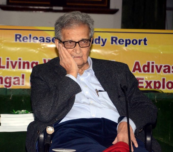 Professor Amartya Sen during release of The Living World of the Adivasis of West Bengal 