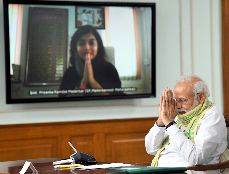 PM Modi interacts with Sarpanchs