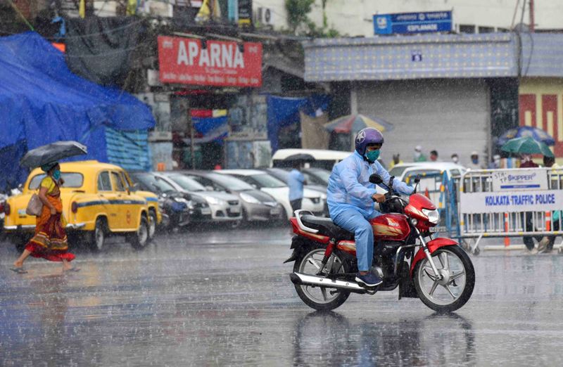 Rain-drenched Esplanade area in Kolkata