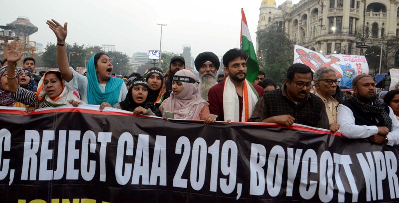 Actor Zeeshan Ayyub joins rally protesting CAA, NPR and NRC in Kolkata    