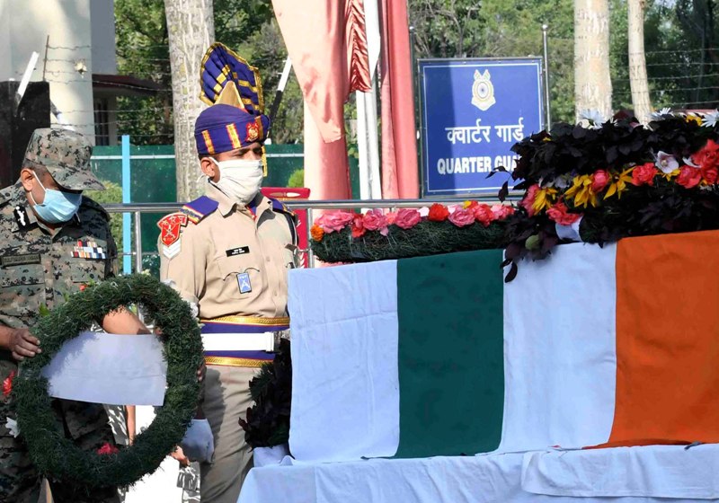 Tributes to CRPF jawan during a wreath-laying ceremony