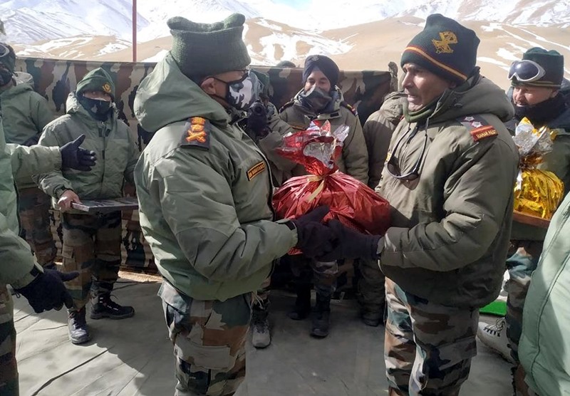 M M Naravane interacting with Fire and Fury Corps