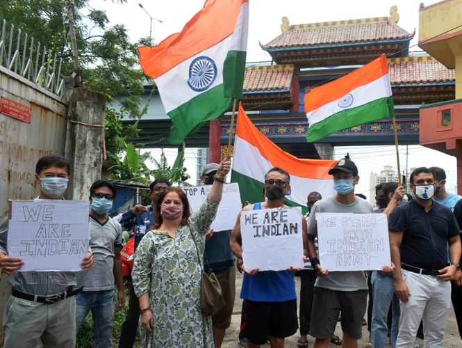 Indians of Chinese origin protest against Chinese aggression