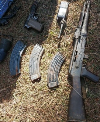 Recovery of arms and ammunition from terrorists hideout in Kashmir