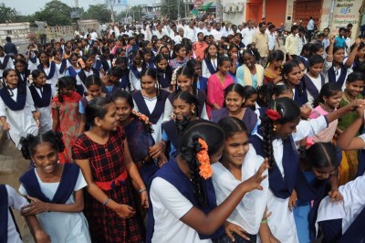 Amaravati: Students hold rally in protest against three capital cities concept of Y S Jagan Mohan Reddy