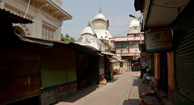 Glimpses of the deserted Kalighat Kali temple premises and other parts of Kolkata