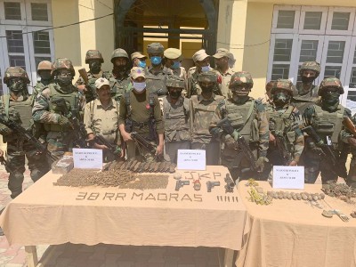 Joint teams of police and army recover cache of arms
