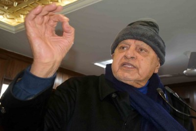 Farooq Abdullah addresses party workers at headquarters in Srinagar after DDC polls win NationalConference,