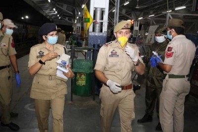Police patrol at Jammu Tawi Railway Station