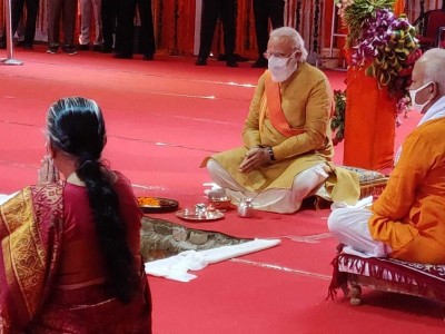 Lord Ram is in India's ideals and faith: PM Modi, laying foundation stone of Ram Mandir in Ayodhya