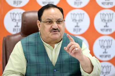 BJP national chief J P Nadda at a video meet with Meghalaya office bearers
