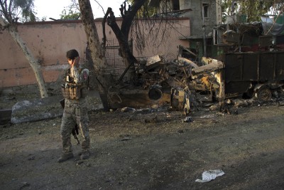 Inspection of attack site in Jalalabad