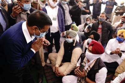 Delhi CM Arvind Kejriwal visits farmers' protest site ahead of Bharat Bandh