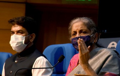 Finance Minister Nirmala Sitharaman addresses press conference