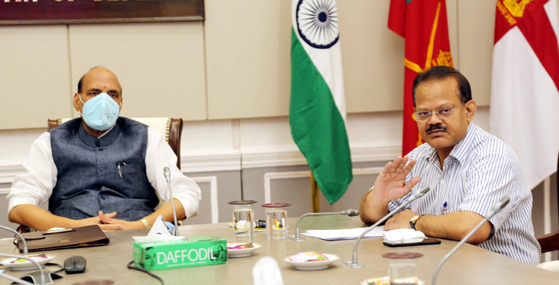 Rajnath Singh launching the Aero India 2021 website