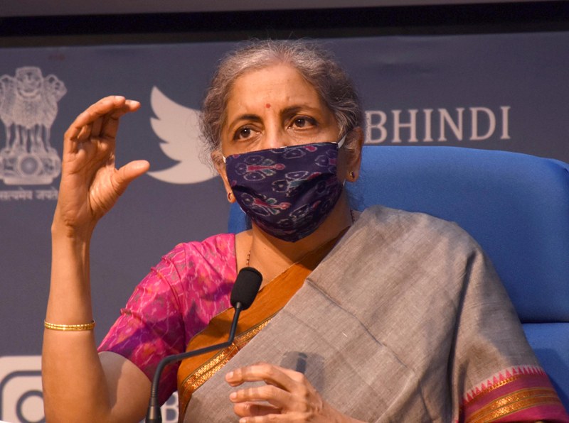 Finance Minister Nirmala Sitharaman addresses press conference