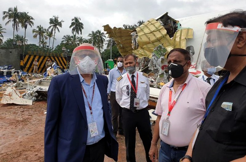 Senior Air India officials inspecting Air India Express accident site at Kozhikode