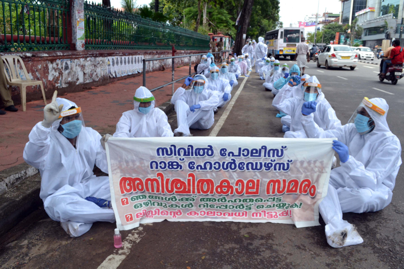 Kerala: Candidates who have been selected for civil police officer posts by PSC staging indefinite strike