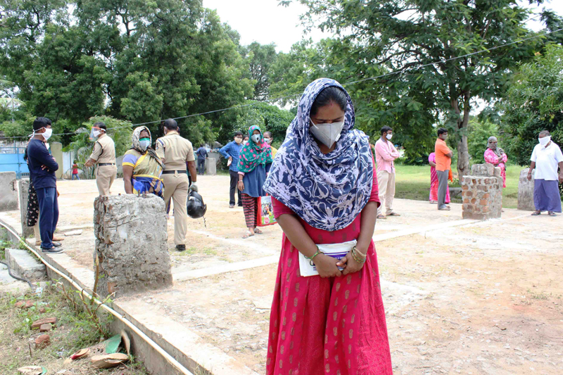 Health workers taking swabs for Covid-19 test in Secunderabad,Telangana