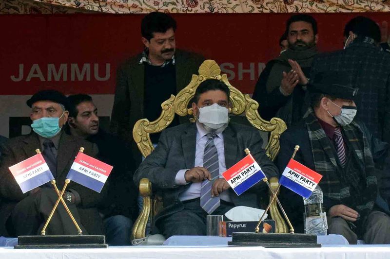Kashmir: Apni Party president Altaf Bukhari ar a rally in Srinagar