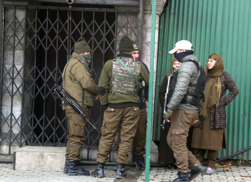 Security force vehicle parked outside Mehbooba Mufti's residence