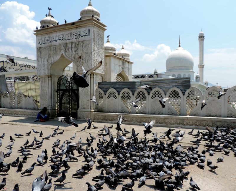 A glimpse of the front view of famous Hazratbal Shrine in Srinagar