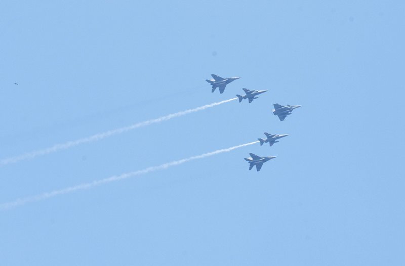 New Delhi: IAF Su-30, Mig-29 with C-17 Gobemaster fighter aircrafts performing a fly past during the 72nd Republic Day