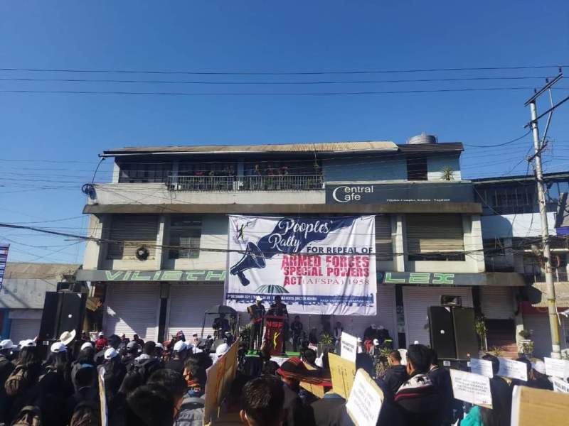 Naga Students Federation holds protest rally in Kohima against botched-up army counter-insurgency op in Mon district
