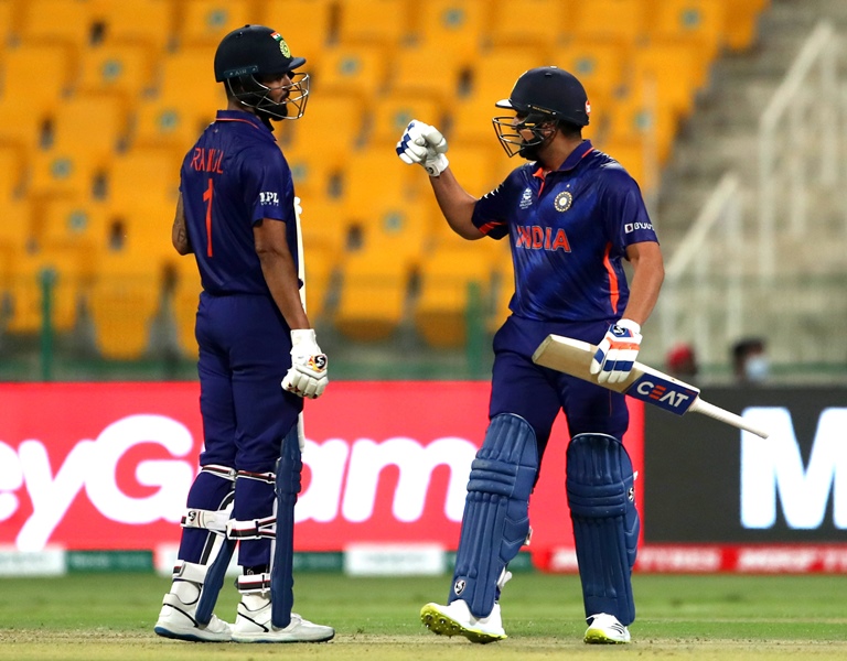 KL Rahul celebrates half-century against Afghanistan in ICC T20 World Cup at Sheikh Zayed Stadium in Abu Dhabi