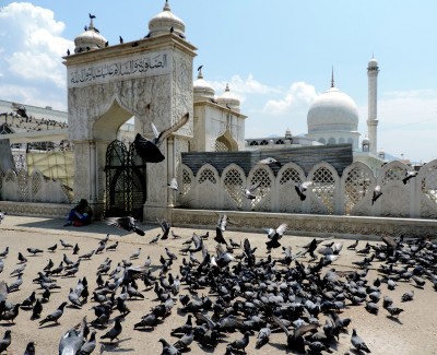 A glimpse of the front view of famous Hazratbal Shrine in Srinagar