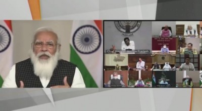 PM Modi holds meeting with CMs over Covid-19 situation; Mamata, Yogi, Baghel skip