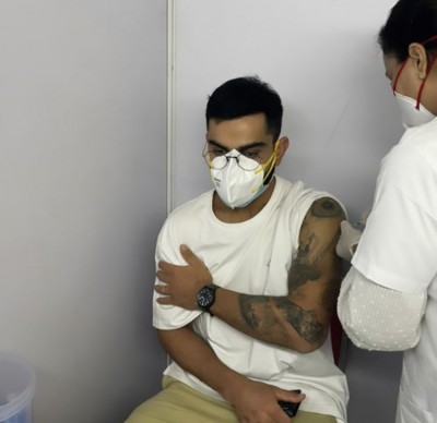 Virat Kohli receives first dose of Covid-19 vaccine