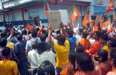 BJP workers protest outside party's election office in Kolkata over candidates' selection