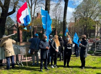 Hague: Pro Uyghur body stages demonstrate outside Chinese Embassy
