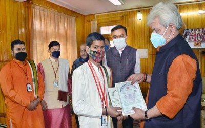 Jammu and Kashmir: LG Manoj Sinha felicitates students of SMVD Gurukul