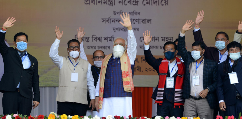 Assam: Naredra Modi distributes land patta to landless people during public meeting