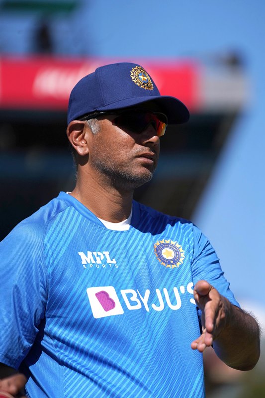 Indian head coach Rahul Dravid during a practice session