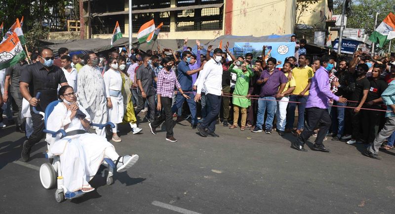Wheel chair bound Mamata roadshow in Kolkata