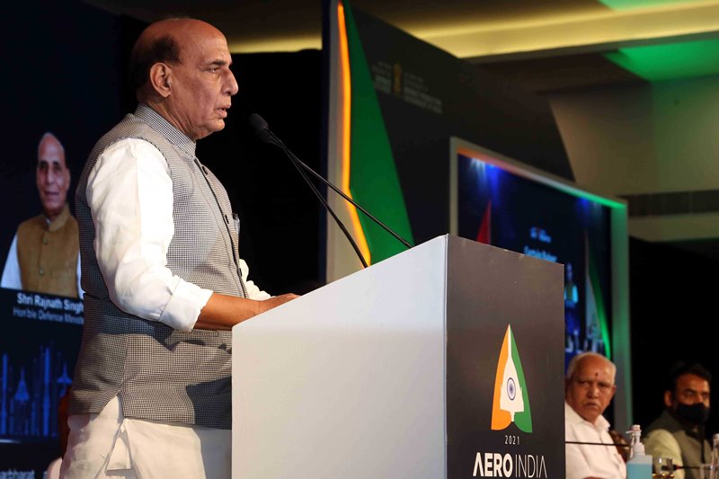 Rajnath Singh addresses gathering during Curtain Raiser event for Aero India 2021