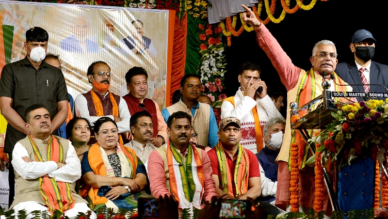 In Images: BJP leader Suvendu Adhikari's mega roadshow in Kolkata