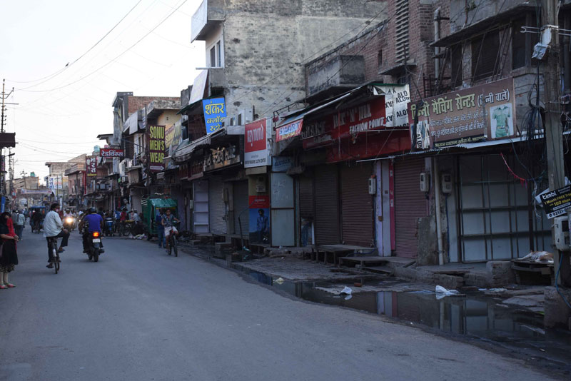 Deserted look of Shahganj market during weekly lockdown in Agra